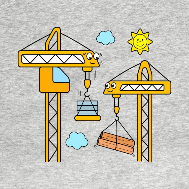 Cranes Working Hard on Construction Site by samshirts